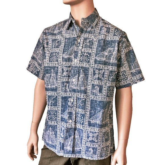 REYN Spooner Authentic Vintage Hawaiian Shirt Top Tiki Nautical Theme NWOT - Picture 8 of 10